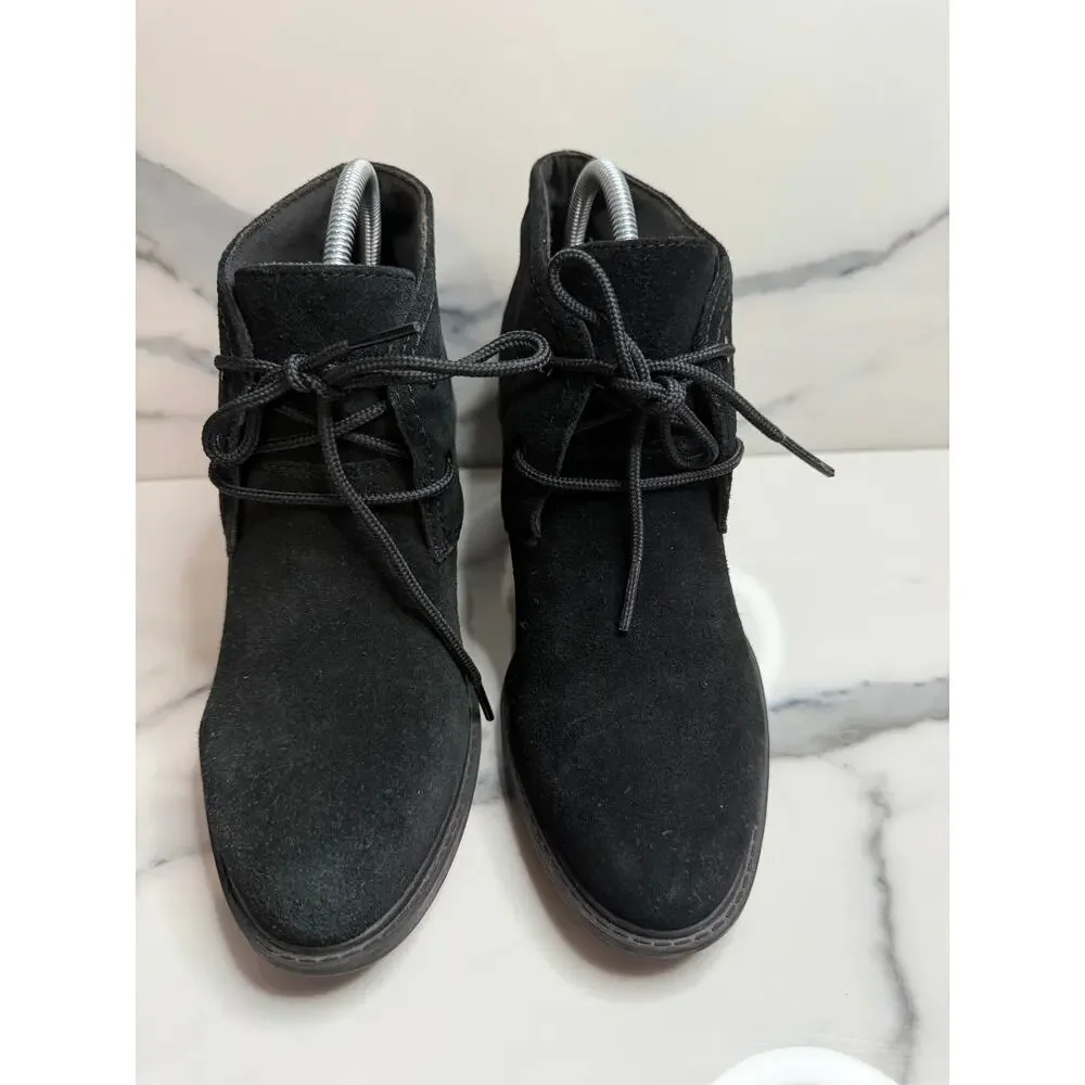 Clarks Women's Black Suede Scene Lace Boots Sz 7.5 Witchcore Victorian Preppy